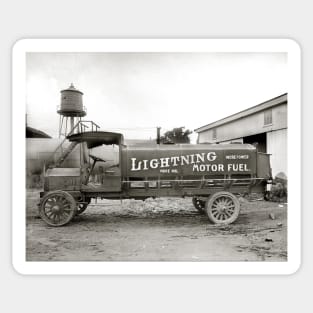 Lightning Motor Fuel Truck, 1920. Vintage Photo Sticker